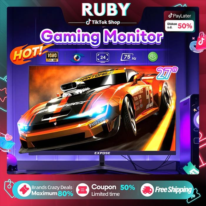 Monitor pc komputer 19-27 inch monitor gaming Panel IPS Kecepatan Refresh Tinggi HDMI/VGA 1M/S