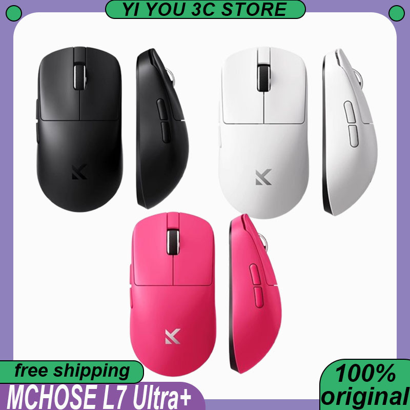 Mchose L7 Ultra+ Lightweight Mouse Wireless Tri-Mode Bluetooth Paw3395 500Mah Pc Esports Laptop