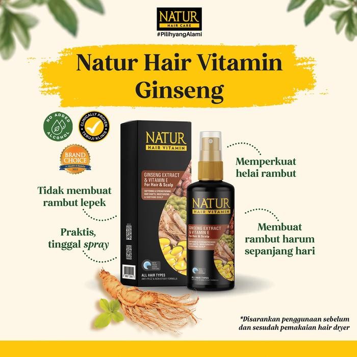 5ybo- Natur Hair Vitamin Ginseng 80 Ml Vitamin Rambut Rontok Menguatkan Akar Rambut