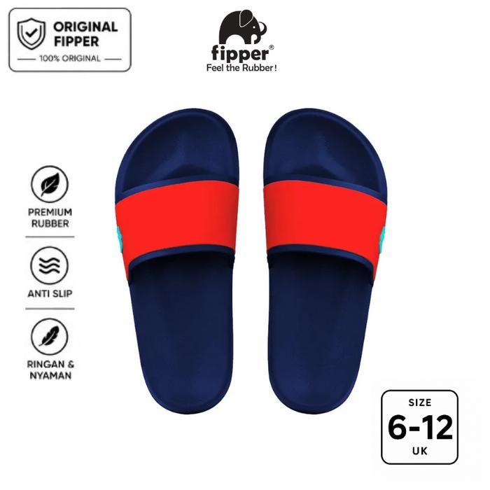 New Fipper Slip On Sandal Anti Slip Pria Wanita Original Ringan Nyaman Navy / Red / Blue Sky