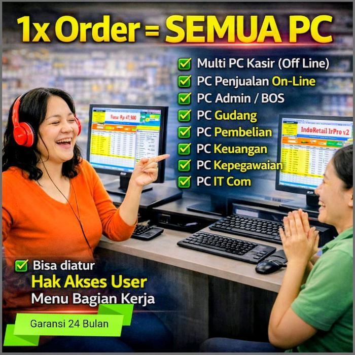 NEW Paket Alat Komputer Kasir, Manajemen usaha & akuntansi Lengkap: Pc, Monitor, Printer, Cash