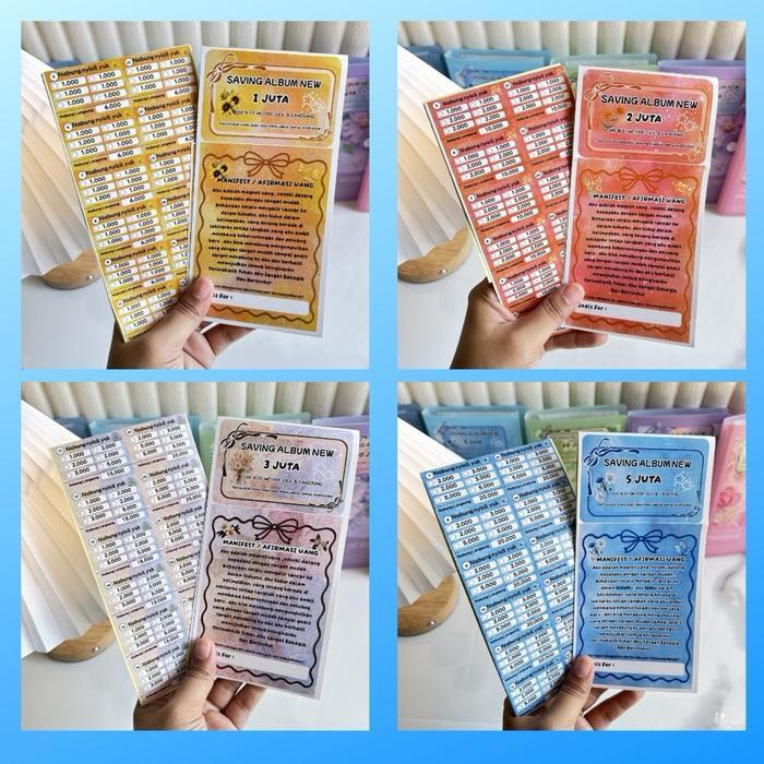 [New Motif] Paket Saving Album 100 Slot Uang Lurus Tidak Dilipat / Dompet Tabungan Target 1 Juta -