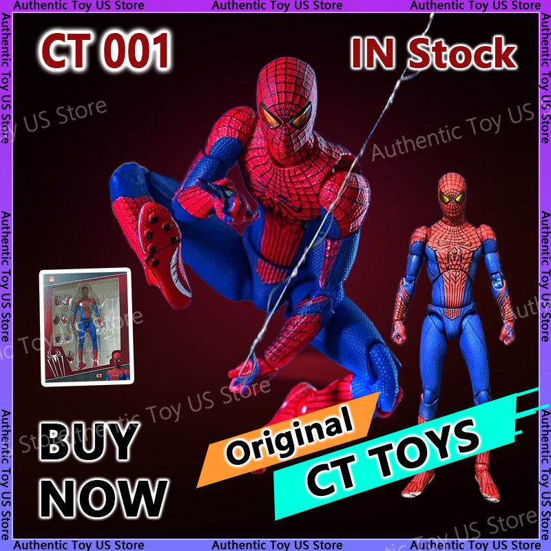 100% Original CT Toys 001 Spiderman Action Figure Mafex 001 The Amazing Spider-Man Figurine Model