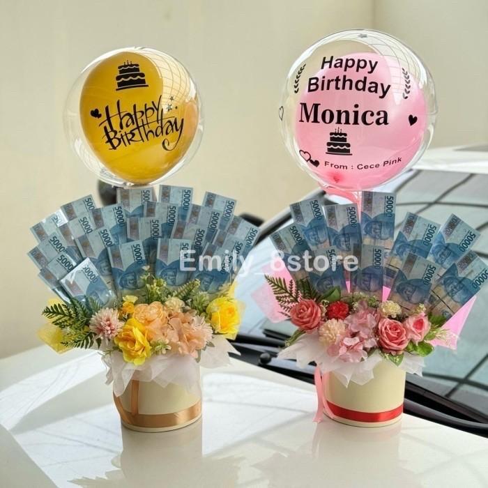 SALE Pembuatan Buket uang balon kado Bloom Box Large Buket Bunga coklat