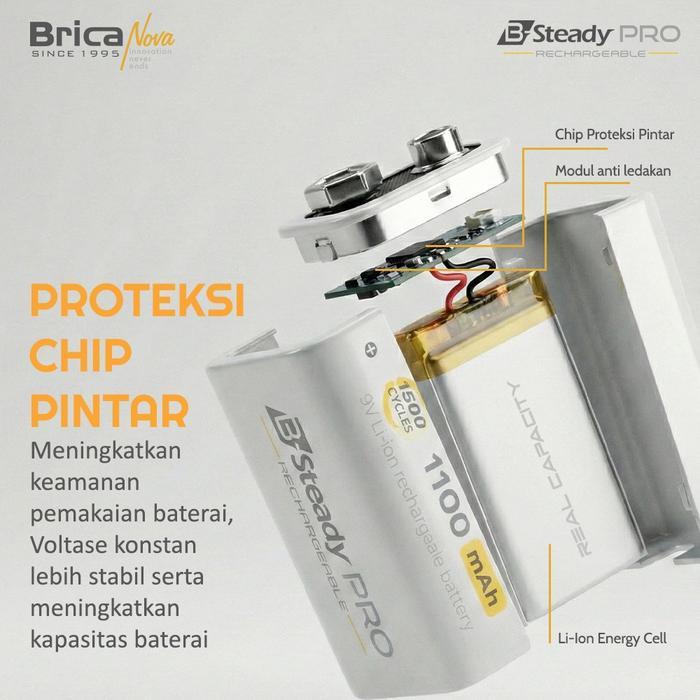 Brica B-Steady Pro 9V Li-Ion Rechargeable Battery - Premium Battery - Battery Rechargeable - Baterai