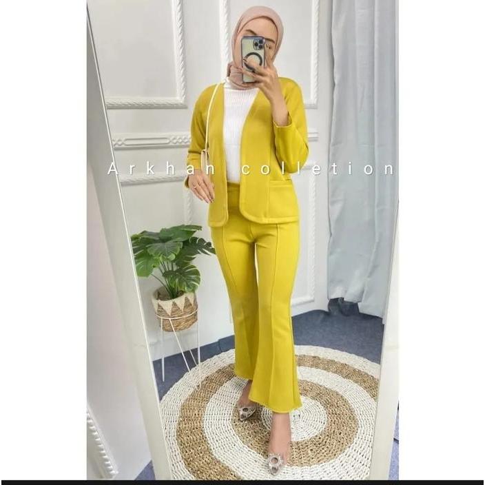 One Set Blazer Scuba Nabilla Bahan Scuba Premium Terbaru 