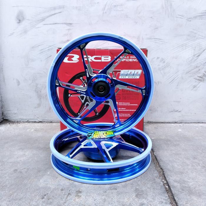 Veleg Velg Vlg Set Variasi Model CNC Ring 14x160/180 Merk RCB Type CT-600 Hitam Crome Biru Crome Mio