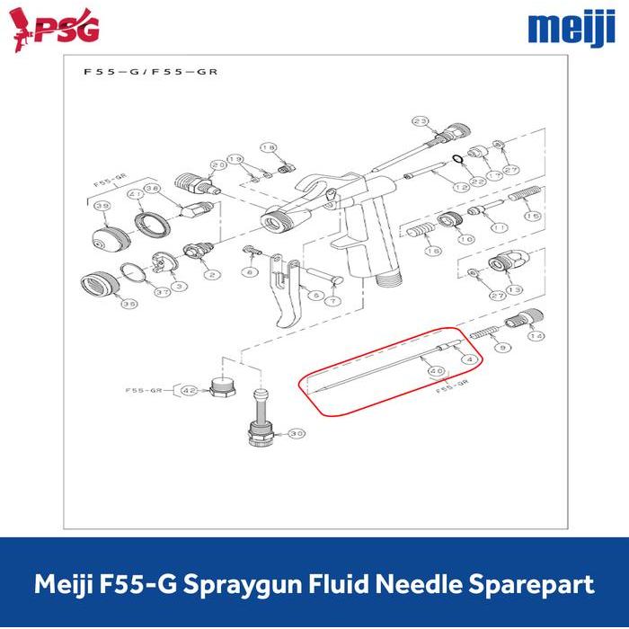 MEIJI F55-G SPRAYGUN FLUID NEEDLE SPAREPART