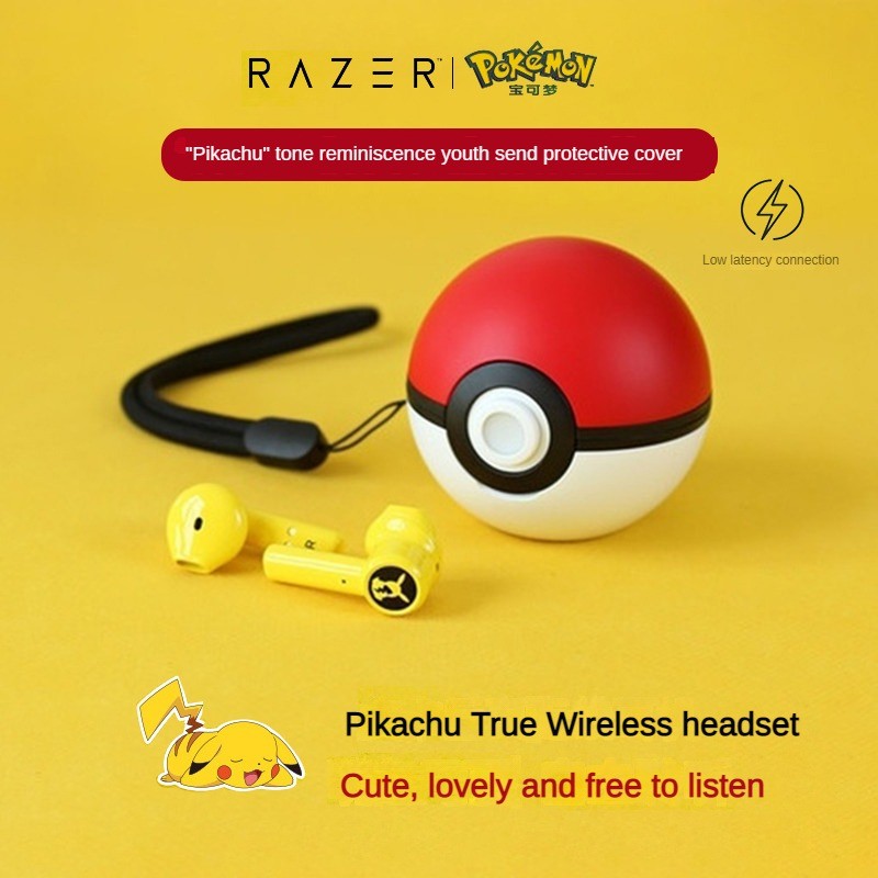 Razer Pokemon Pikachu True Wireless Bluetooth Earphones Tws Sport Noise Reduction Headphones Touch