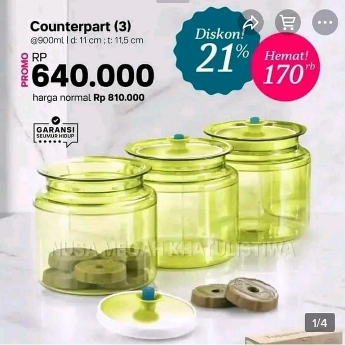 TUPPERWARE COUNTERPART 900 ML KODE 1299