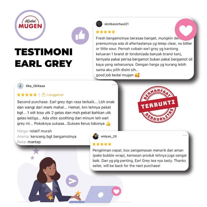 

TEH HITAM EARL GREY BLACK TEA NATURAL BERGAMOT KEDAI MUGEN 100G