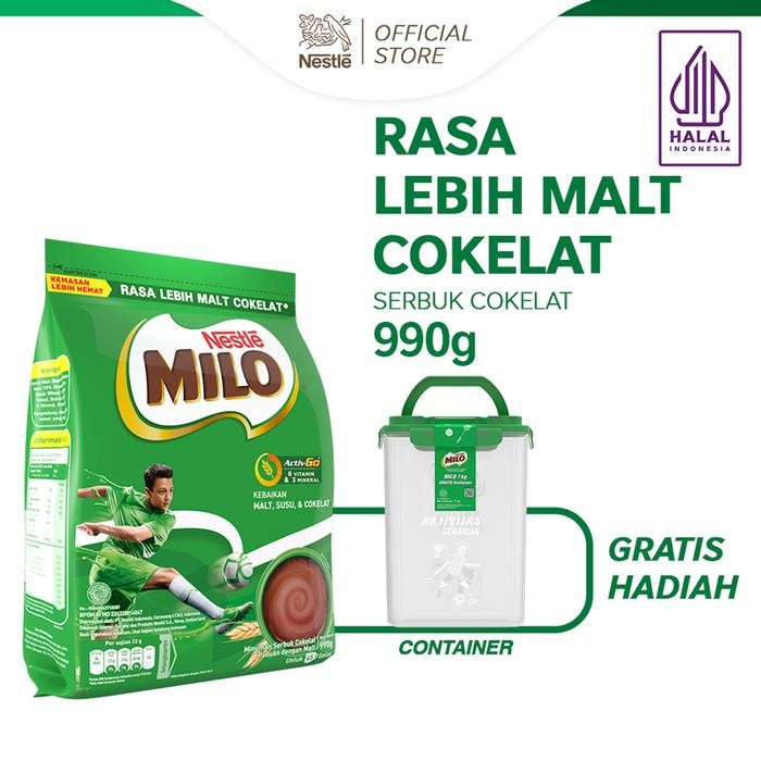 

oW.galiban - Susu Milo Activ-Go 990gr Pouch Bubuk Coklat Free Container