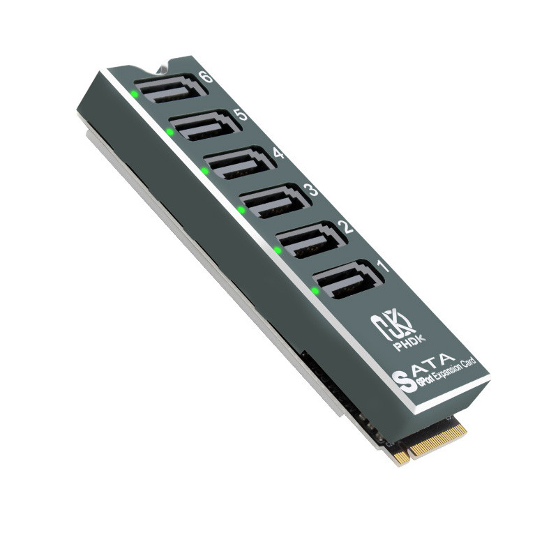 Nvme To 6 Port Sata3.0 Expansion Card Riser Converter Ssd Hdd Sata3 Port Multiplier M.2 M Key To