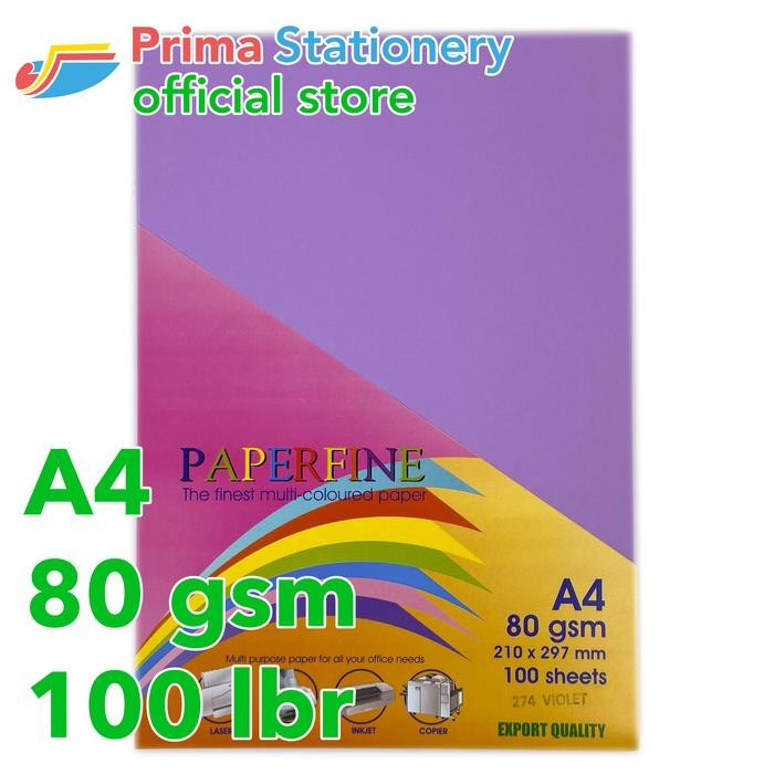 

Kertas HVS A4 Paperfine Isi 100 lbr Warna Violet