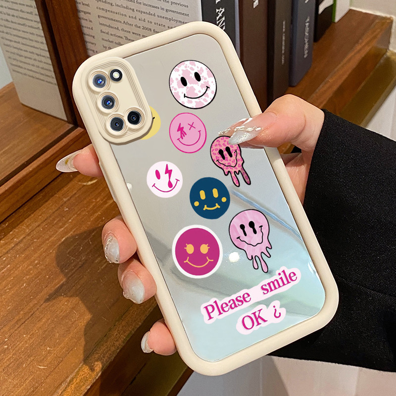 Casing Hp OPPO A52 OPPO A72 OPPO A92 Case Softcase Kesing Emotikon tersenyum Cermin Cesing Cantik si