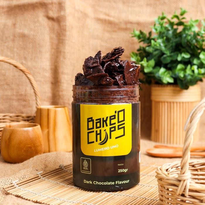

ASLI Kripik Pisang Lumer Rasa Dark Chocolate Flavour Bakeochips LUMERO UNO Halal khas Garut -
