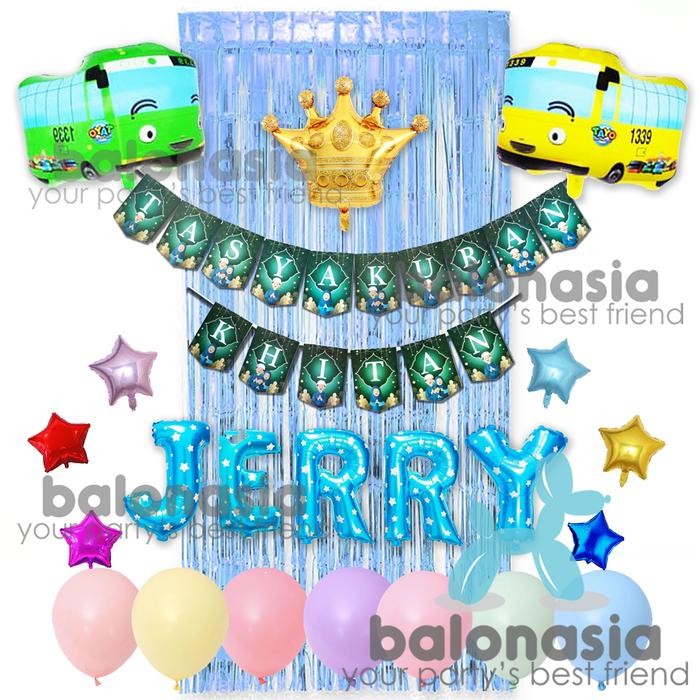 Pilihan- Dekorasi Paket Balon Tasyakuran Khitan Khitanan Backdrop Tirai Spiderman Captain