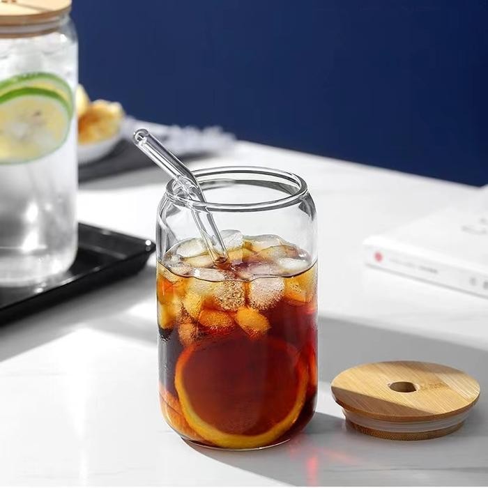 Pilihan- {Cod} Gelas Kaca Toples Gelas Cola Can Glass Gelas Jar Gelas Kaca Estetik Cafe