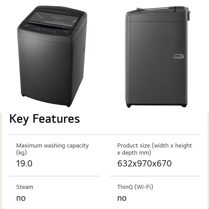 LG T2519VBTB Mesin cuci LG 1 Tabung 19kg inverter mesin cuci 1 Tabung