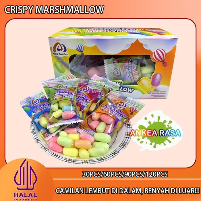 

New [HALAL] Permen Marshmallow Renyah & Lembut Rasa Buah Stroberi, Lemon,Jeruk,Apel & Blueberry!