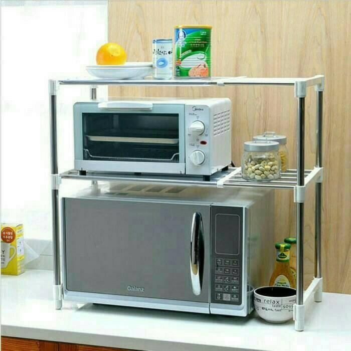 Pilihan- Microwave Stand/ Rak Panci Dapur Stainless Plastik