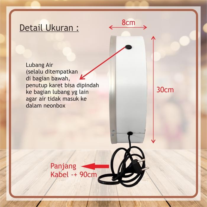 Neon Box Bulat Mini 30Cm 1Sisi Polos Tanpa Bracket (Rac80 - 1S-Ff30)