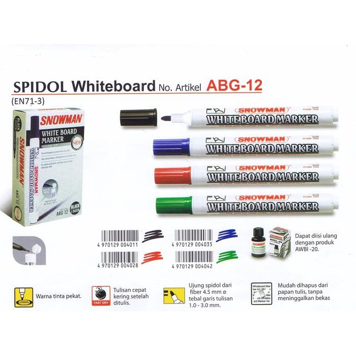 

New SPIDOL SNOWMAN WHITE BOARD ABG