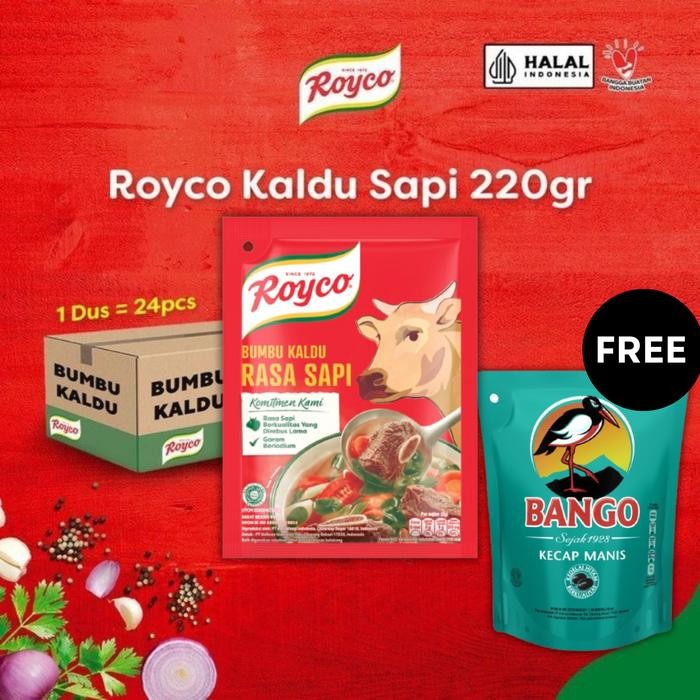 

Stok Baru [BELI 24 GRATIS Bango 540g] Royco Bumbu Penyedap Makanan Rasa Kaldu Sapi 220G Isi 24