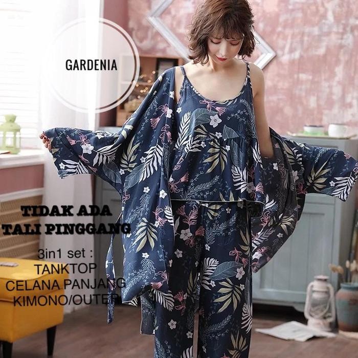 Set Baju Tidur Wanita / Piyama Wanita / Piyama Dewasa Import 3In1 Pasti Ori