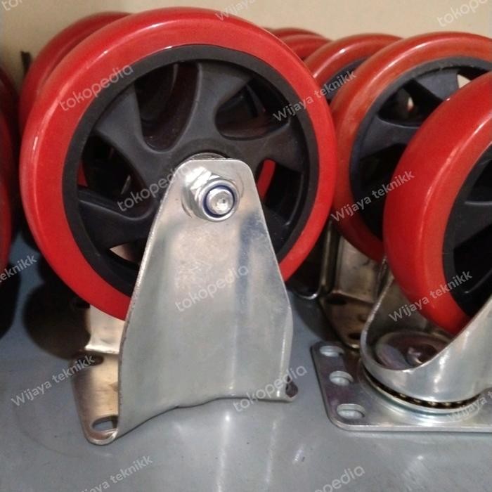Ready Roda troli PU 5 inch roda PU 5 inch roda etalase PU 5 inch