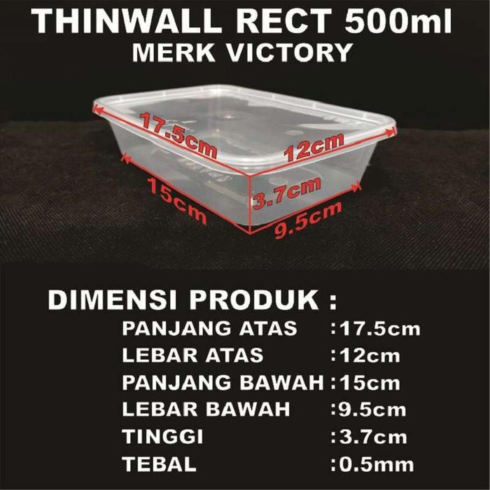THINWALL 500ML FOOD CONTAINER KOTAK MAKAN BOX TEMPAT MAKAN PLASTIK BENING