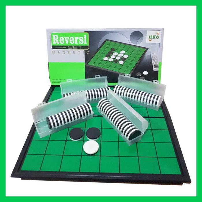 MJ Reversi Othello Magnetic Board Game Mainan Othello Reversi 25x25cm