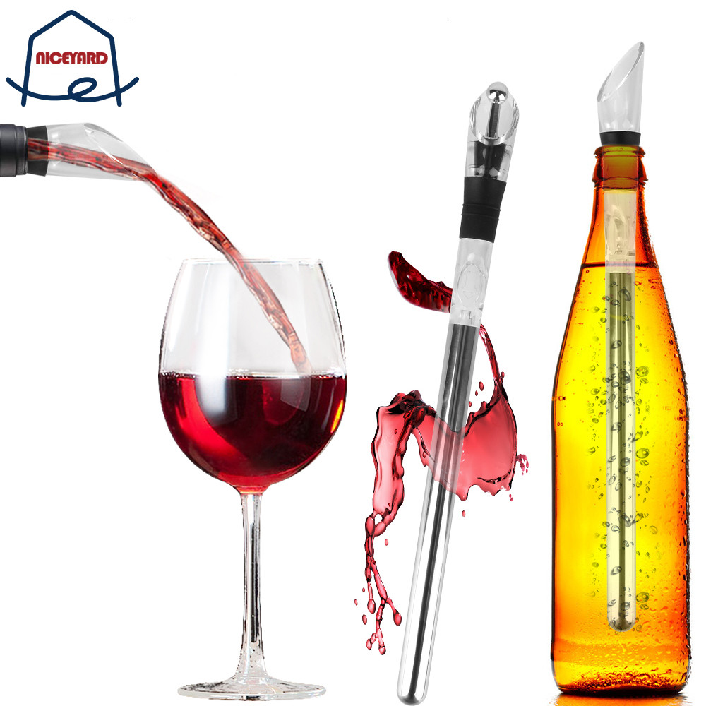 Wine Cooler Set Wine Bottle Cooler Stick Aerator Pourer Stainless Steel Cooler Ice Chil Bar Rapid Ic
