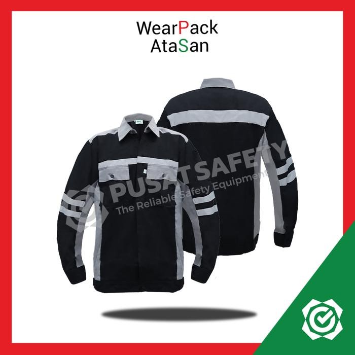 Atasan Lengan Panjang Baju Wearpack Safety Hitam Kombinasi Abu IMJ Pria Kerja