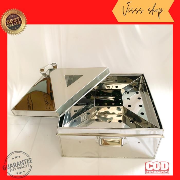 Klakat Kukusan Baso Kotak Stainless Panci Dimsum Bakwan Sekat 4 Alat Kukus Serbaguna