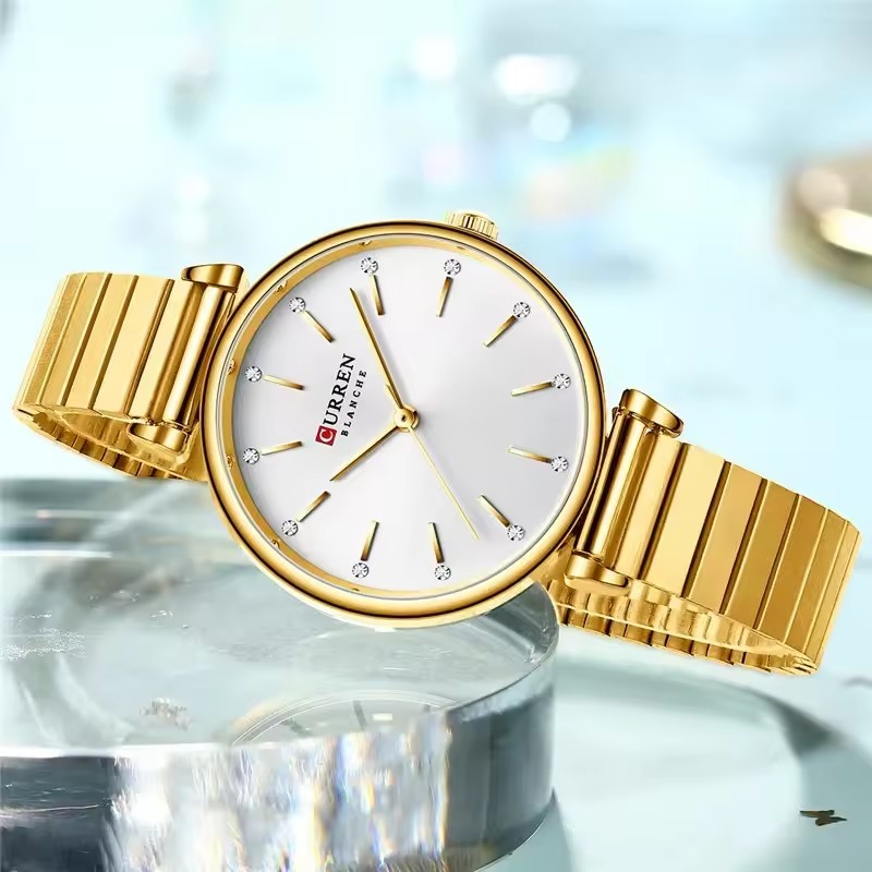 IMPORT Curren 9081 Elegant Fashion Brand Women's Quartz Watch Waterproof Leisure Simple Gold and
