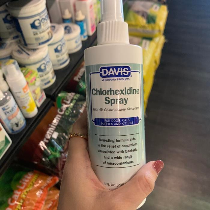 Davis Chlorhexidine Spray 236 ml Obat Spray Gatal Anjing Kucing dengan 4% Chlorhexidine Gluconate
