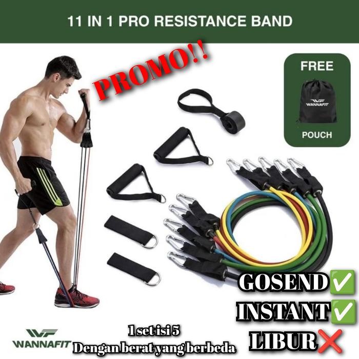 Ready Resistance band 11 IN 1 Resistance Rope wannafit original tali fitness