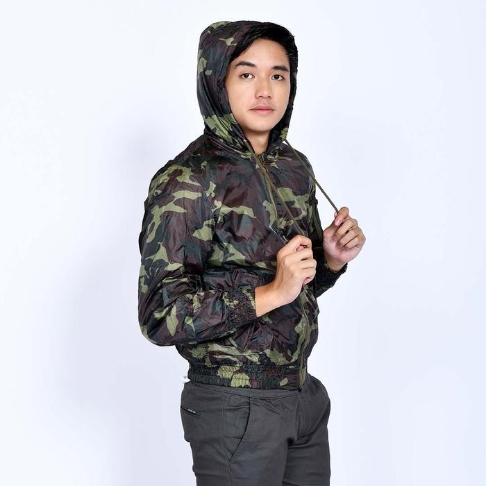 Emoline Bomber Jacket Army - Jaket Bomber Loreng Army Coklat Tua