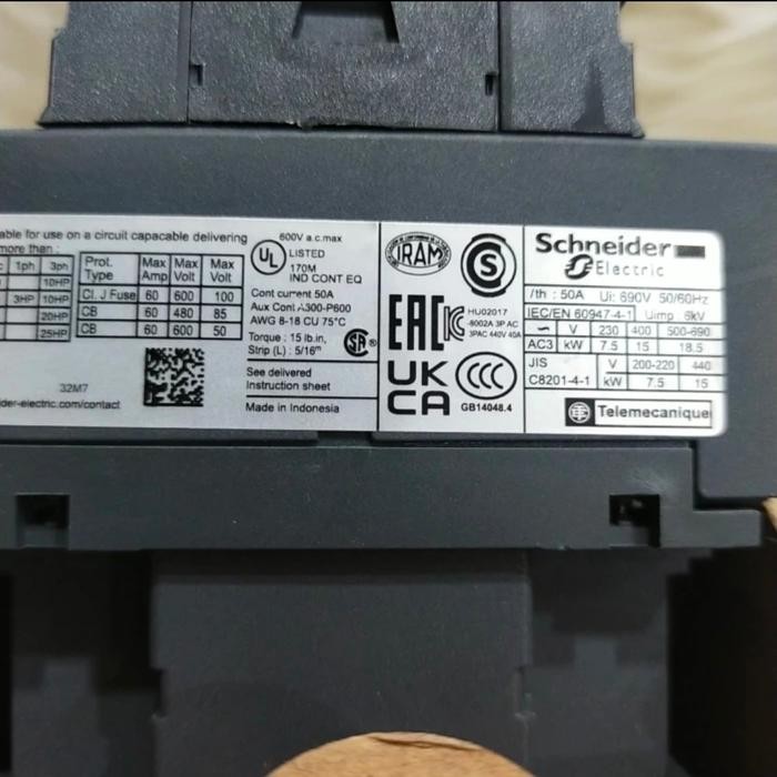 Mantab Kontaktor Schneider New Original Lc1D32F7 50A 3Phase 110Vac/Kontaktor Schneider/Kontaktor