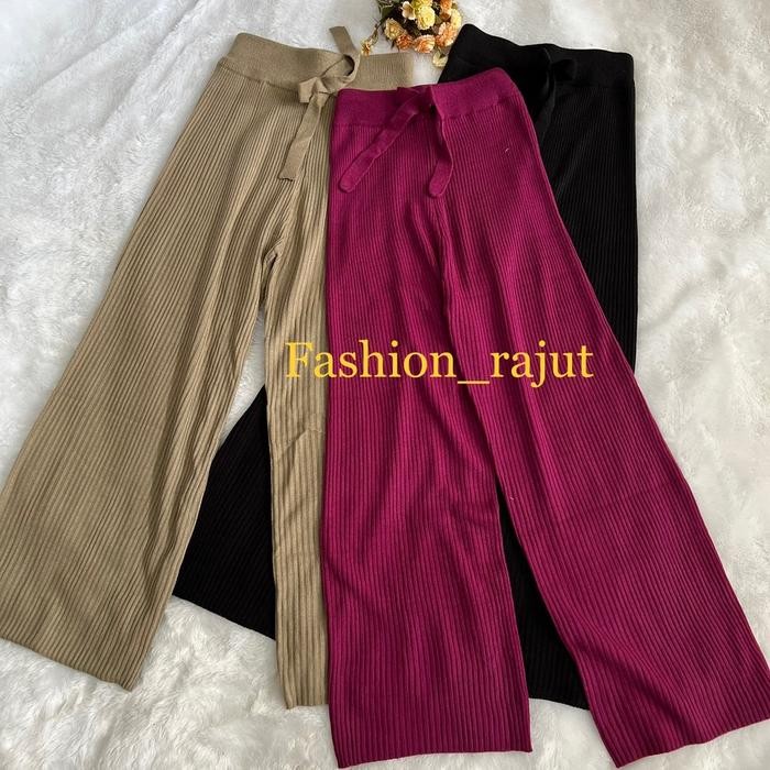 Celana Kulot Rajut Bahan Tebal