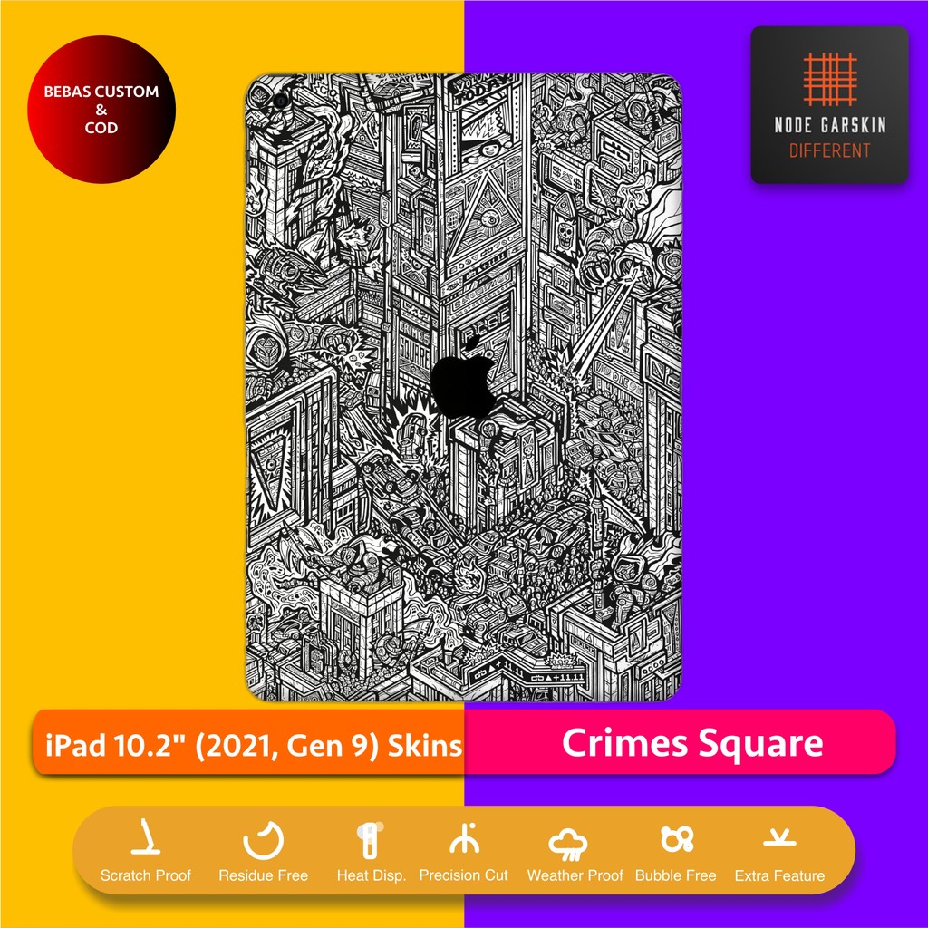 Garskin Skin iPad 10.2 2021 Gen 9 Crimes Square Fullbody / Backonly | Anti Lecet | Case | Vinyl