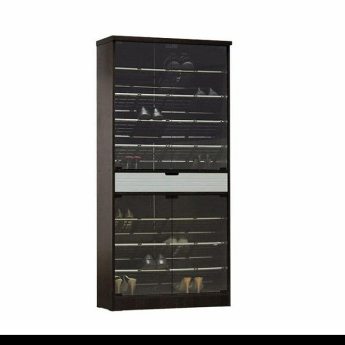 TERLARIS Lemari sepatu kaca Jumbo GRVR hitam READY STOCK