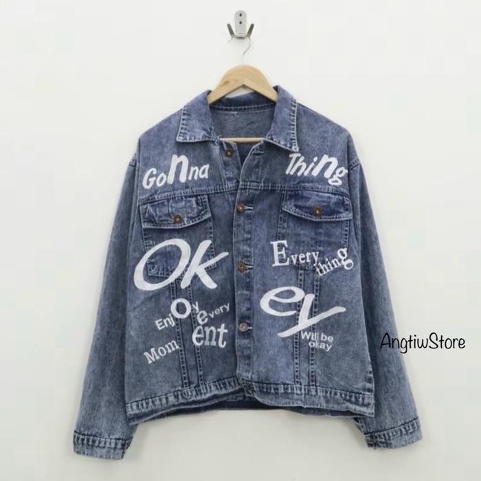 ANGTIW - Jaket Jeans Okey Cewek Cowok