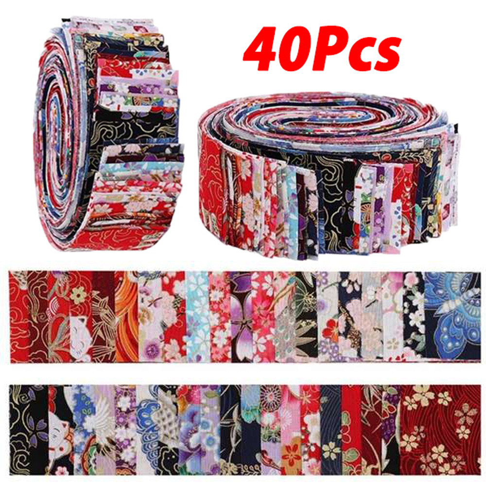 40Pcs Japanese Jelly Roll Strips Fabric Cotton Quilting Material Craft Fabric Bundle Patchwork Sewin