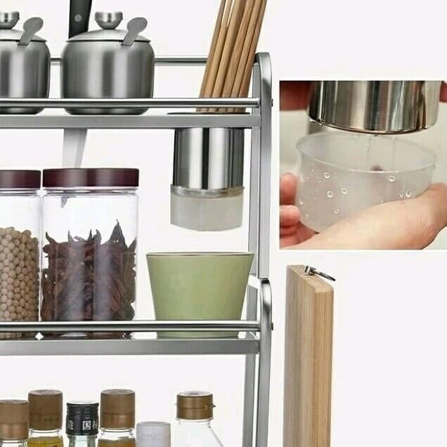 Rak Bumbu Dapur Rak Meja Makan Serbaguna 2 susun - Kitchen Spice Rack Stainless PXTON Stenlis