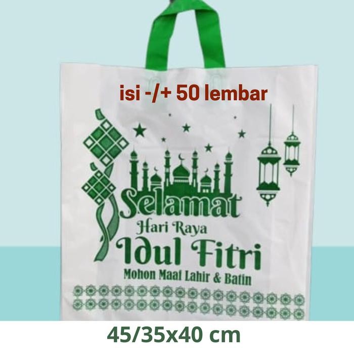 r05n- 45/35X40 Cm Kantong Plastik Softhandle, Tas Parcel Lebaran Isi 50 Lembar
