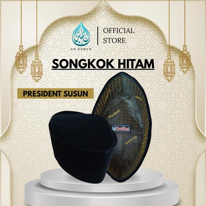 SIAPKIRIM Songkok President Susun Hitam Tinggi 8 dan 9 - Ready songkok hitam peci hitam kopyah hitam