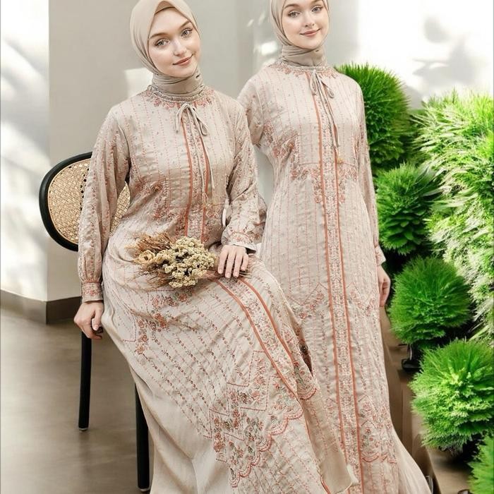 k4un- Rita Wd 276 / Gamis Simple Bahan Alnam Silk /Gamis Bordir Cantik Mewah Elegant 2025