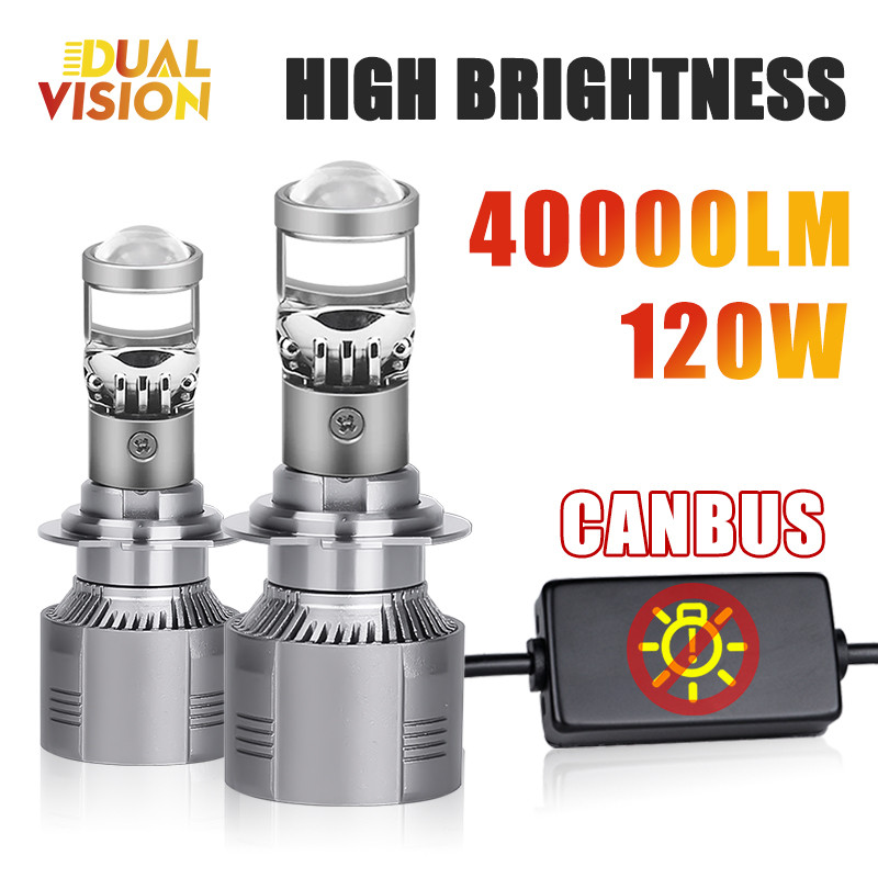 120W H4 H7 LED Mini Projector Lens H8 H11 Canbus 9005 HB3 9006 HB4